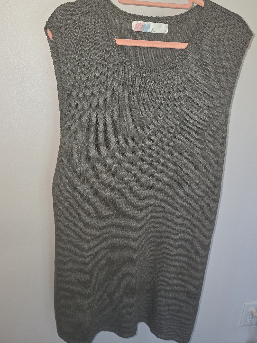 Free People Olive-Grey Sleeveless Knit Shift Dress